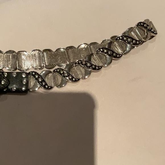 Leather and silver black belt in size 32 - Picture 8 of 11